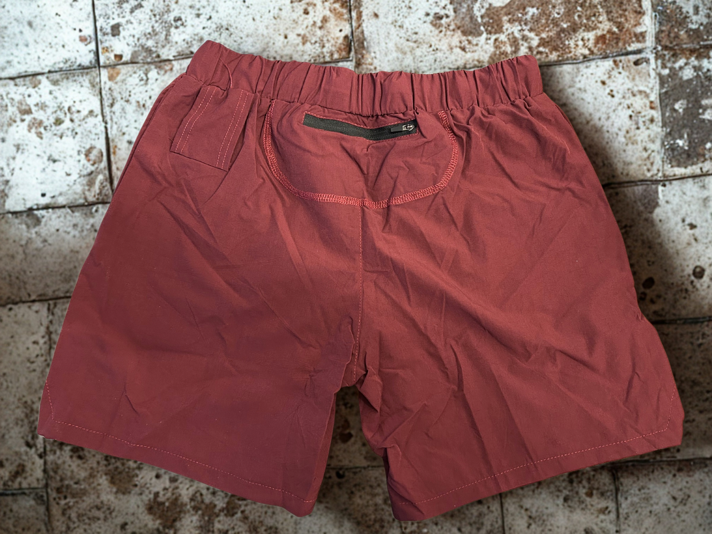 mens workout shorts with towel holder and back zipper